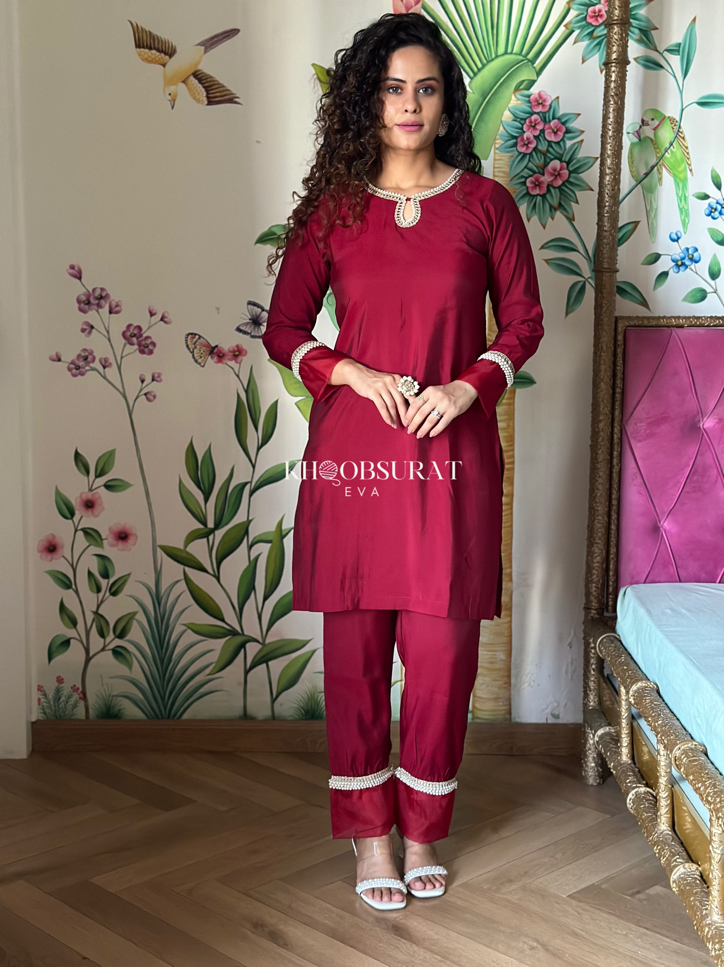 Elegant Indian Wedding Red Kurta Set for Women - Traditional Embroidered Anarkali Dress with Dupatta - Perfect for Bridal, Festivals & Special Occasions