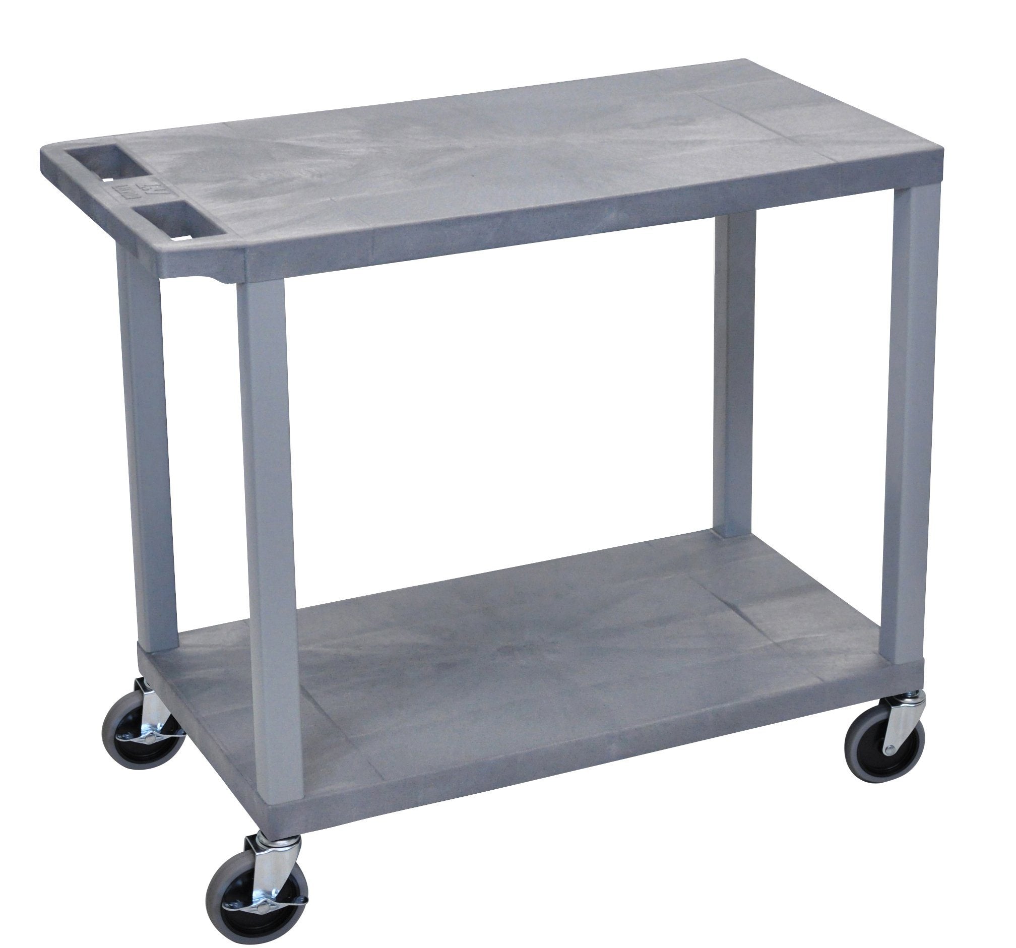 Luxor Gray EC22 G 18x32 Utility Cart with 2 Flat Shelves - Perfect for Kitchen, Office, or Workshop Organization