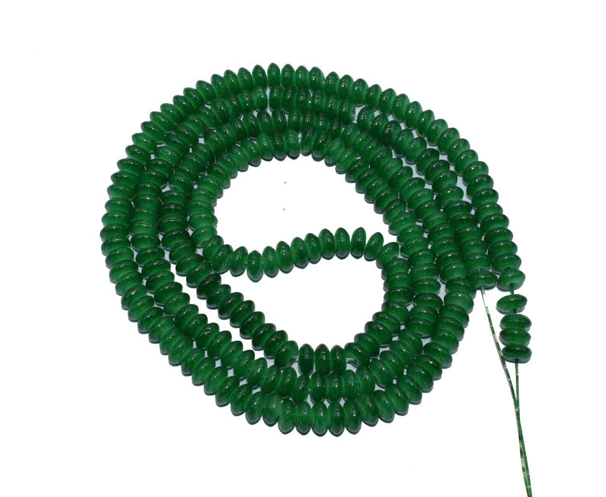 Beadman 3x6mm Green Glass Beads for Jewelry Making, DIY Crafts, Embroidery - 2 Strings (240 Pieces Each) - Perfect for Necklaces, Bracelets, and Home Decor Projects