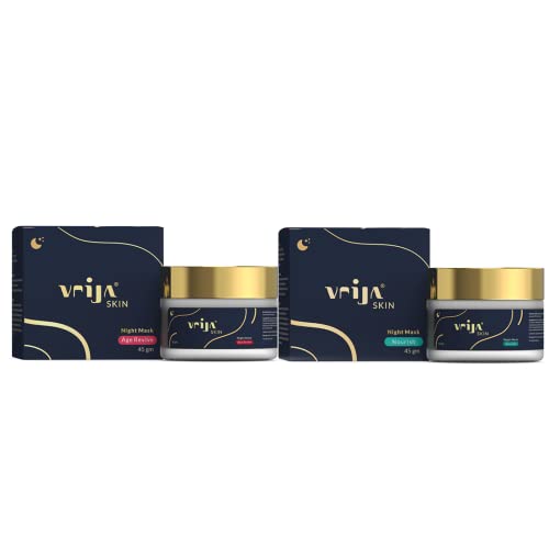 Vrija Age Revive & Nourish Night Mask Combo Pack - Anti-Aging, Deep Hydration, Wrinkle Reduction for Youthful Skin - Detoxifying Night Cream for Men & Women (2 x 45g) - Perfect for Nighttime Skincare Routine & Travel Essentials