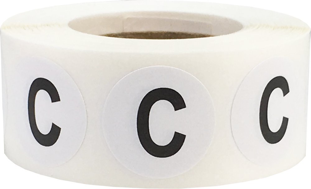 Round Letter C Stickers - 500 Adhesive Labels for Inventory & Organization