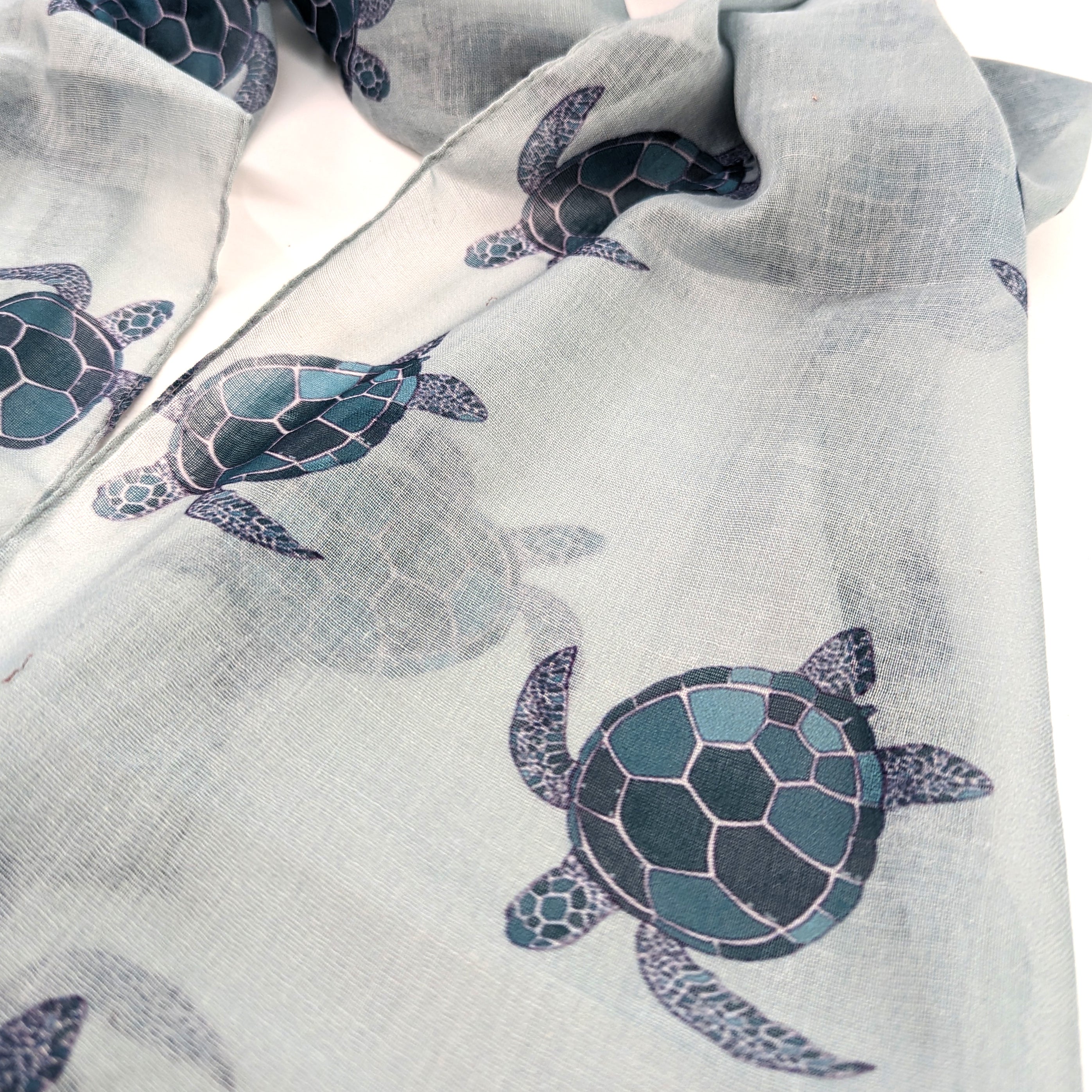 Talia the Turtle Print Scarf - Soft & Stylish Sky Blue Fashion Scarf (50x180cm) - Perfect for Women's Winter Accessories, Gift Ideas & Casual Outfits