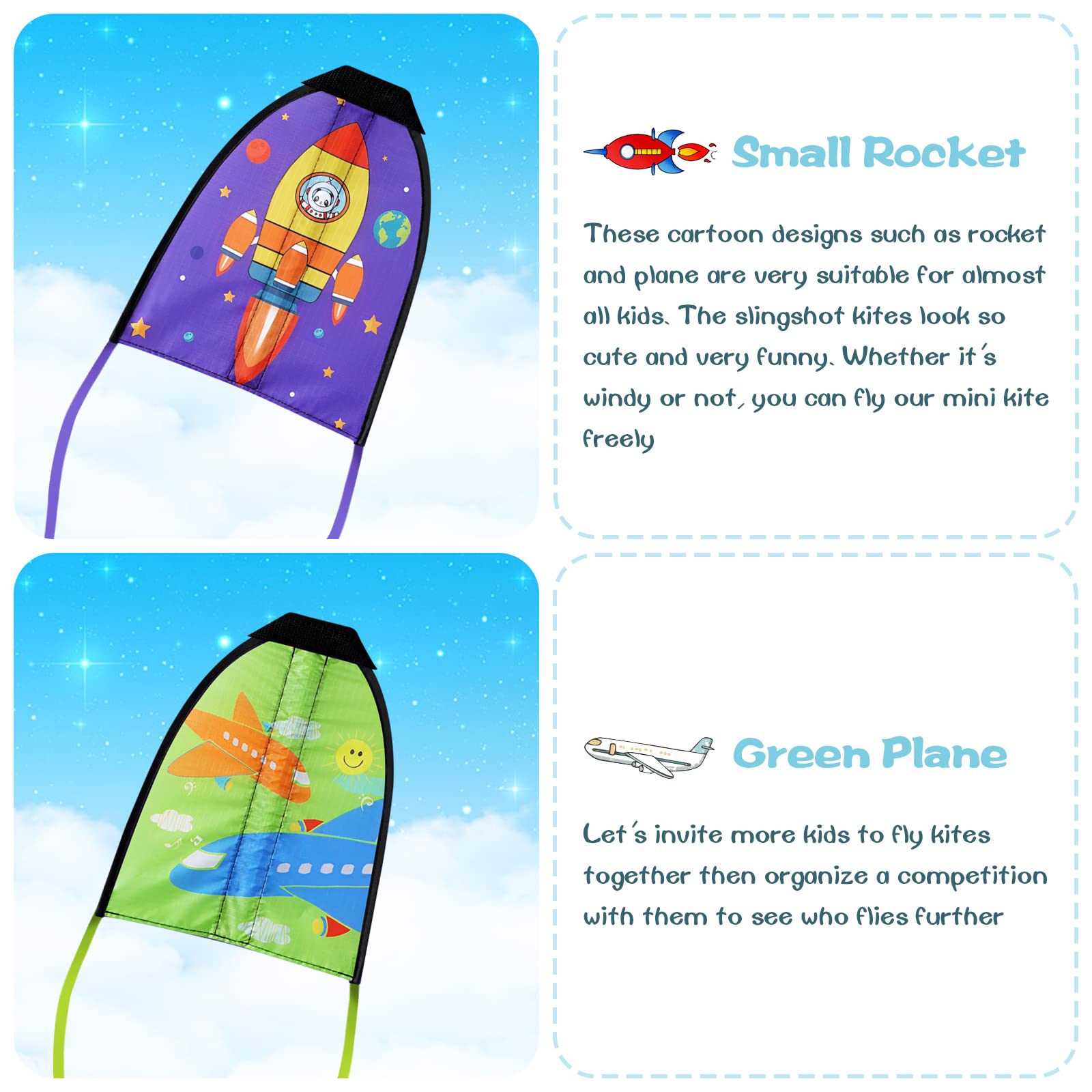 2 Pcs Kids Kites - Easy Fly Outdoor Toys for Beach & Park Games