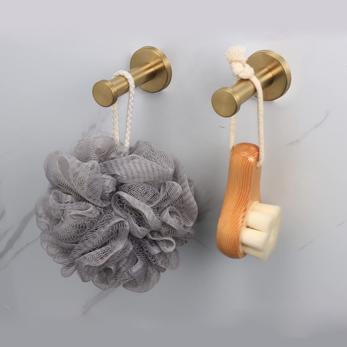 6 Pack Round Stainless Steel Bath Towel Hooks - Heavy Duty 304 SUS Wall Mounted Coat & Robe Hangers for Bathroom, Bedroom, Kitchen - Gold Finish (3 Inch) - Perfect for Organizing Towels, Robes & Clothes in Home & Hotel Spaces
