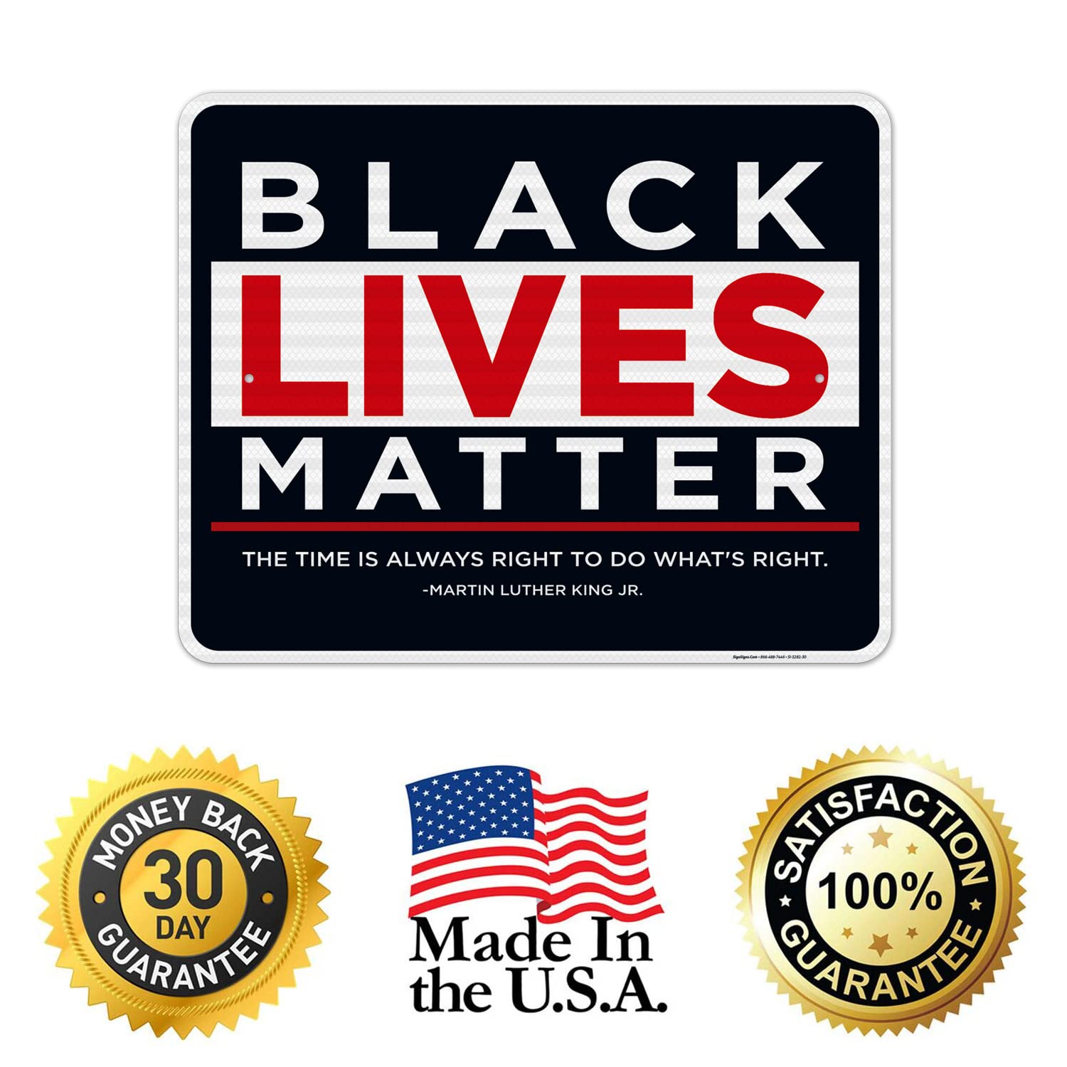 Black Lives Matter Sign - 24x30 Inches, 3M EGP Reflective .080 Aluminum, Fade Resistant, Made in USA - Perfect for Yard, Protest, or Community Display