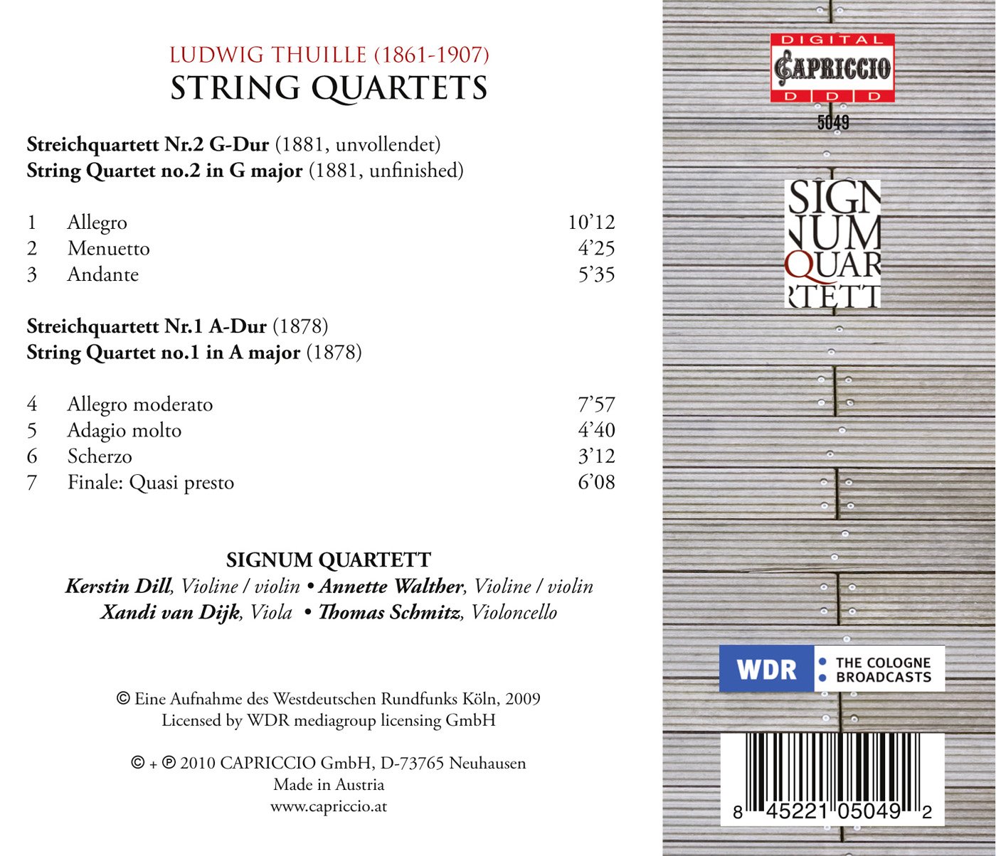Thuille String Quartets - Classical Music for String Quartet | Perfect for Concerts, Weddings & Chamber Music Performances