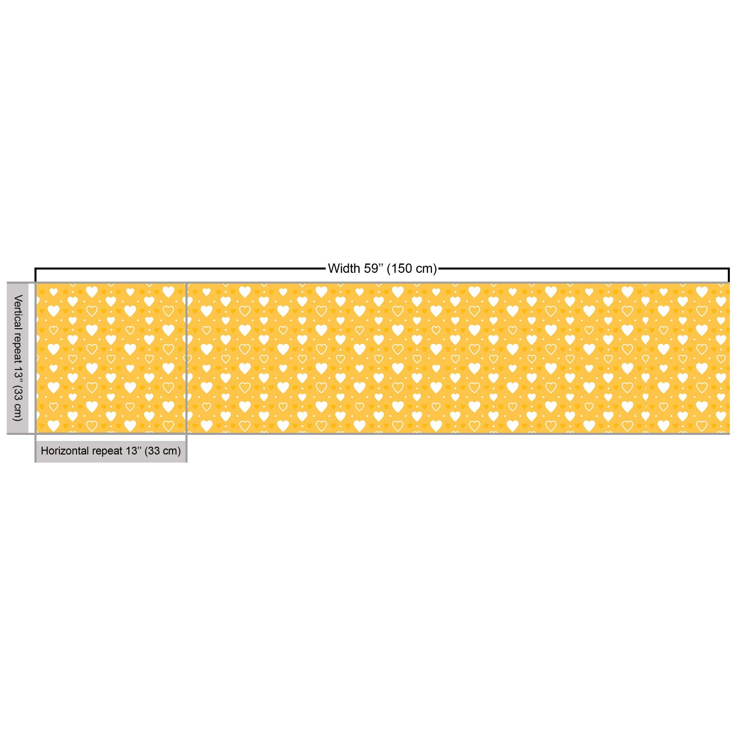 Ambesonne Yellow Fabric by The Yard - Heart Pattern for Upholstery & Home Decor