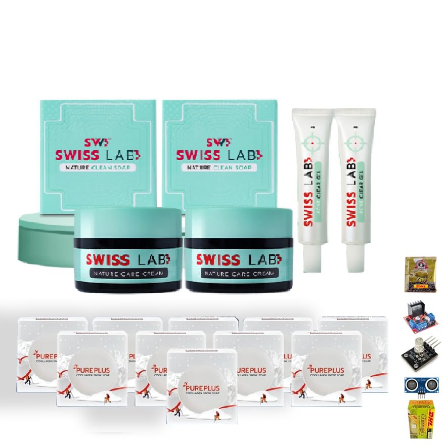 Swiss Lab Moisture Nourishing Serum Set - 6x30ml Anti-Aging Face Serum + 10 Bars Swiss Nature Power Cream | Hydrating & Smoothing Skincare Routine for Dry Skin - Free Beauty Gifts Included
