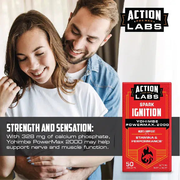 Action Labs For Men Spark Ignition Yohimbe PowerMax 2000 - Premium Male Enhancement Supplement for Energy & Performance - Boost Stamina & Vitality for Workouts & Intimate Moments