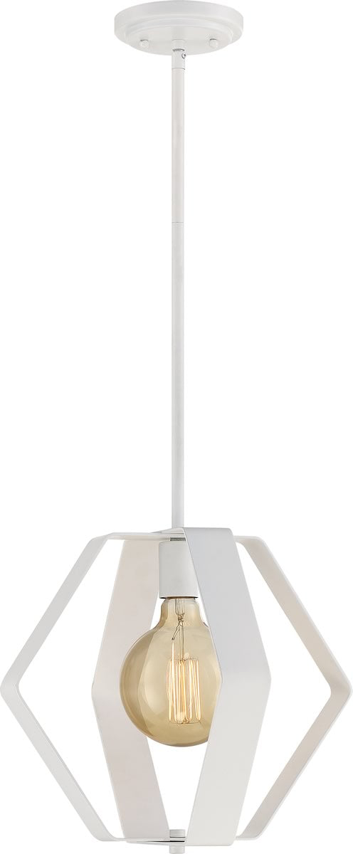 10W Zen 1 Light Pendant Lamp in White - Modern Minimalist Hanging Light for Bedroom, Living Room & Dining Room