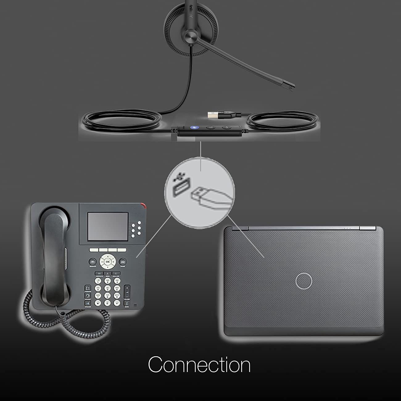 Yealink UH34 Duo Teams USB-C Stereo Wired Headset with Noise Cancelling Mic - Compatible with PC, Mac, Desk Phones & Softphones (Microsoft Teams, Zoom, RingCentral, 8x8, Vonage) - Includes Microfiber Bag - Perfect for Remote Work, Online Meetings & Call Centers