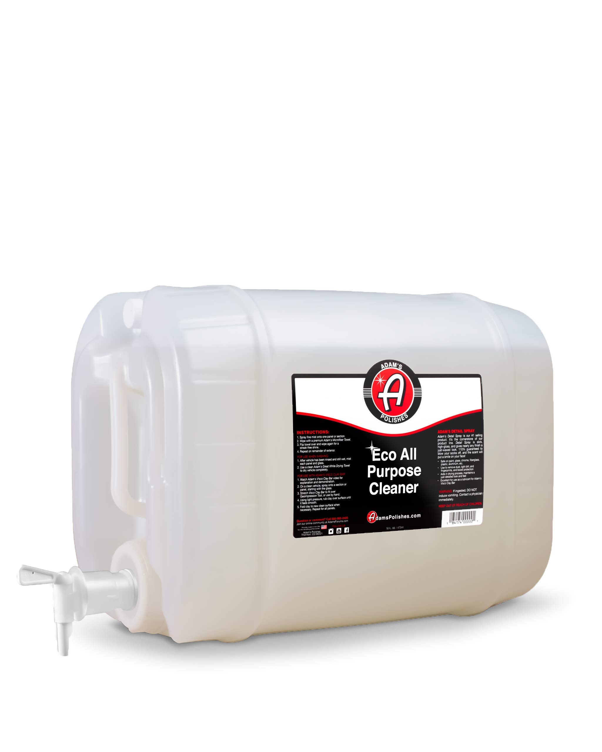 Adam's Eco All Purpose Cleaner (5 Gallon) - Industrial Strength Concentrated Degreaser for Cars, Floors, Kitchens | Heavy Duty Multi-Surface Cleaner Safe for Environment & Skin | Dilutable Formula for Home, Garage & Commercial Use