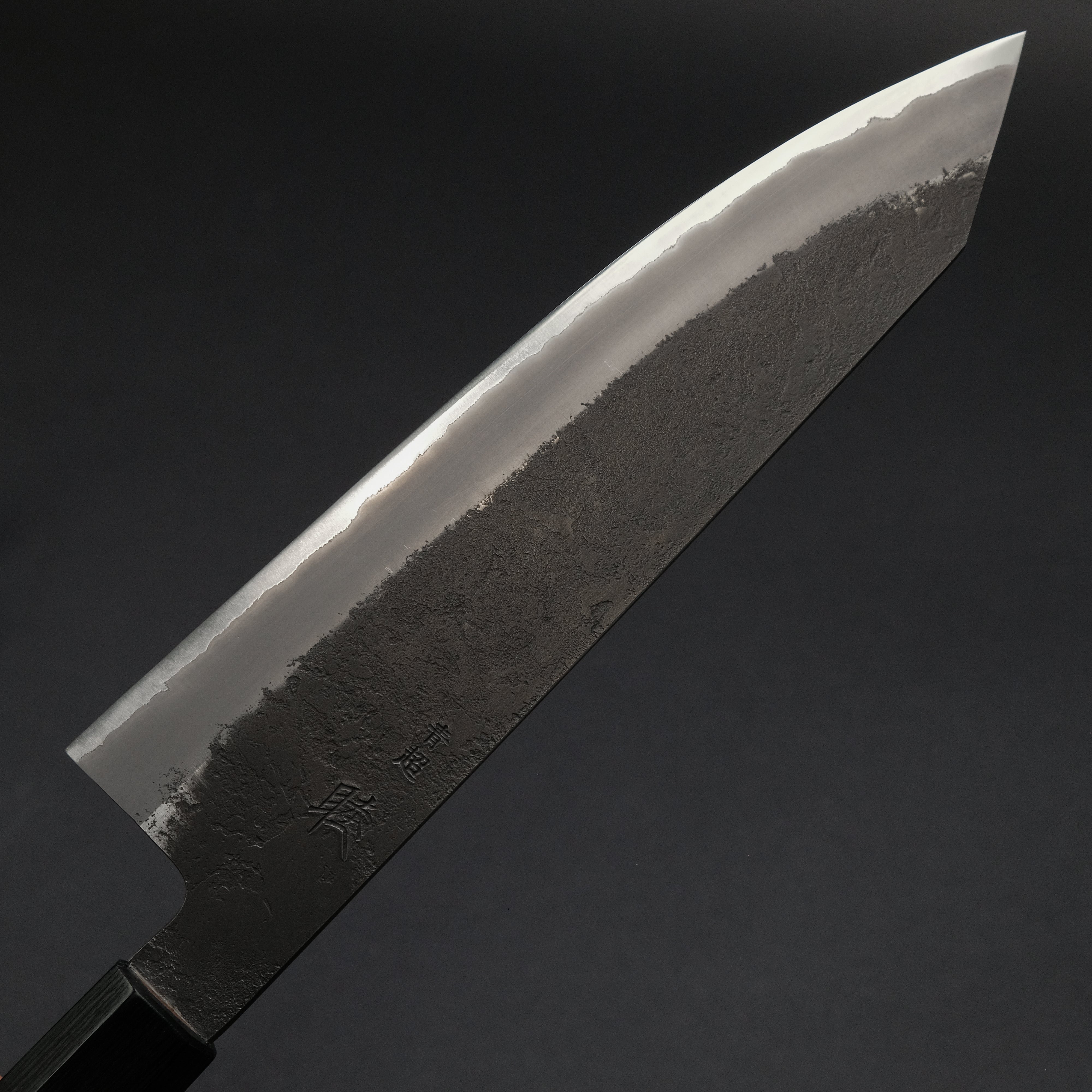 Premium Mutsumi Blue Super Kurouchi Nashiji Kiritsuke Gyuto 210mm - Japanese Chef Knife with Ebony Handle for Sushi, Sashimi & Precision Cutting