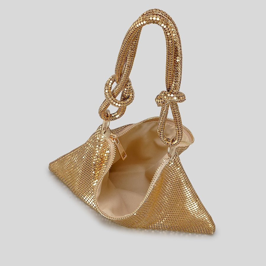 Stylish Aluminum Sheet Underarm Women's Tote Bag with Metal Sequins - Perfect for Work, Travel & Evening Events