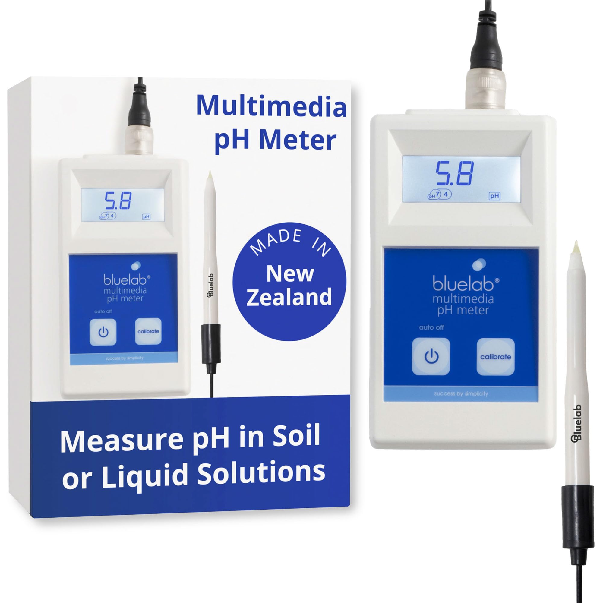 Bluelab METMULTI Digital pH Meter - Handheld Hydroponic & Soil pH Tester for Nutrient Solutions, Gardens, Greenhouses | Accurate pH Measurement for Plants, Hydroponics, Aquariums & Indoor Gardening