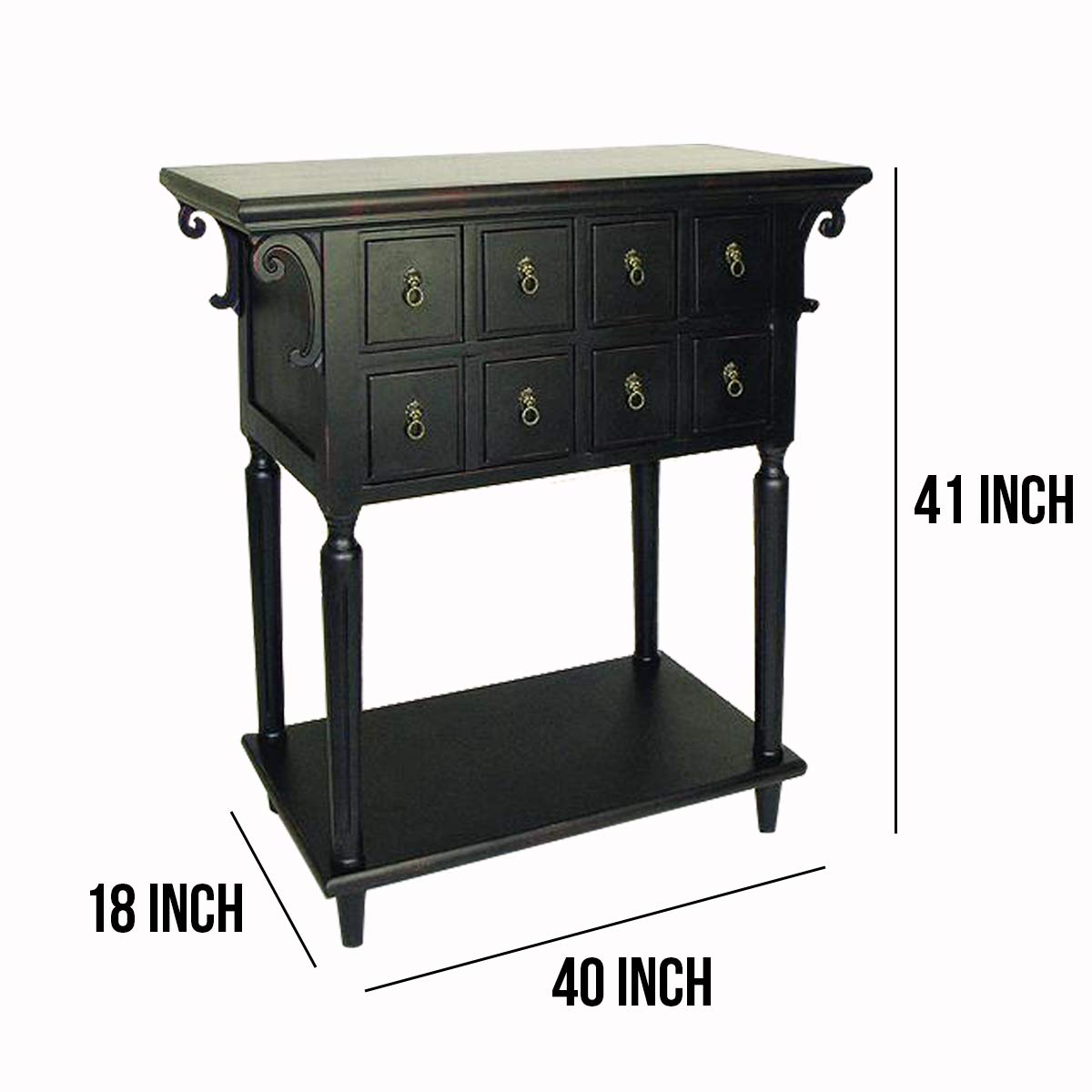 Benjara 6-Drawer Console Table with Bottom Shelf - Hand-Finished Black Wooden Entryway Furniture for Living Room, Hallway & Foyer Decor