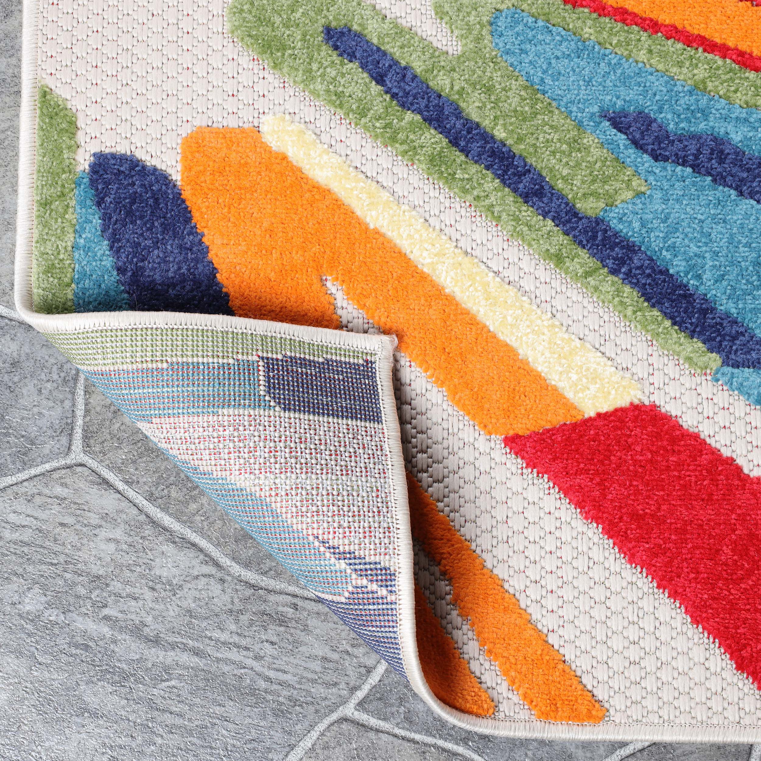 Leander Modern Geometric Abstract Indoor/Outdoor Area Rug - Non-Slip Living Room Carpet, Bedroom Runner for Home Decor | Perfect for Hallway, Patio & Office Spaces