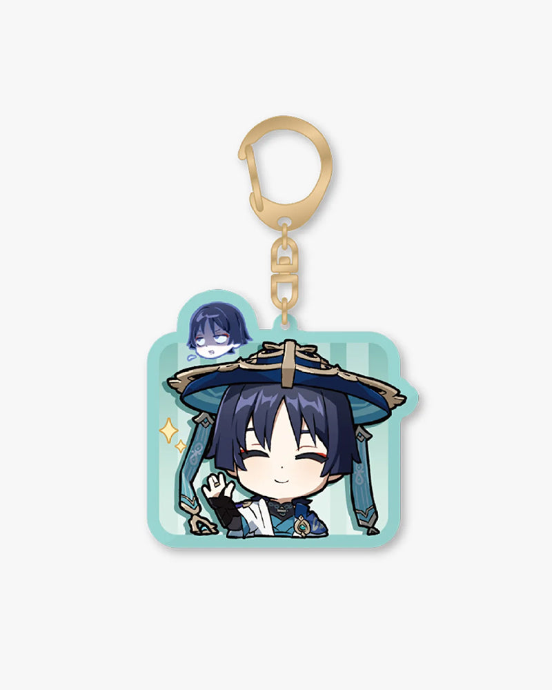 Genshin Impact© Chibi Character Acrylic Keychain Set of 3 - Cute Anime Game Collectibles for Backpacks, Keys & Gifts