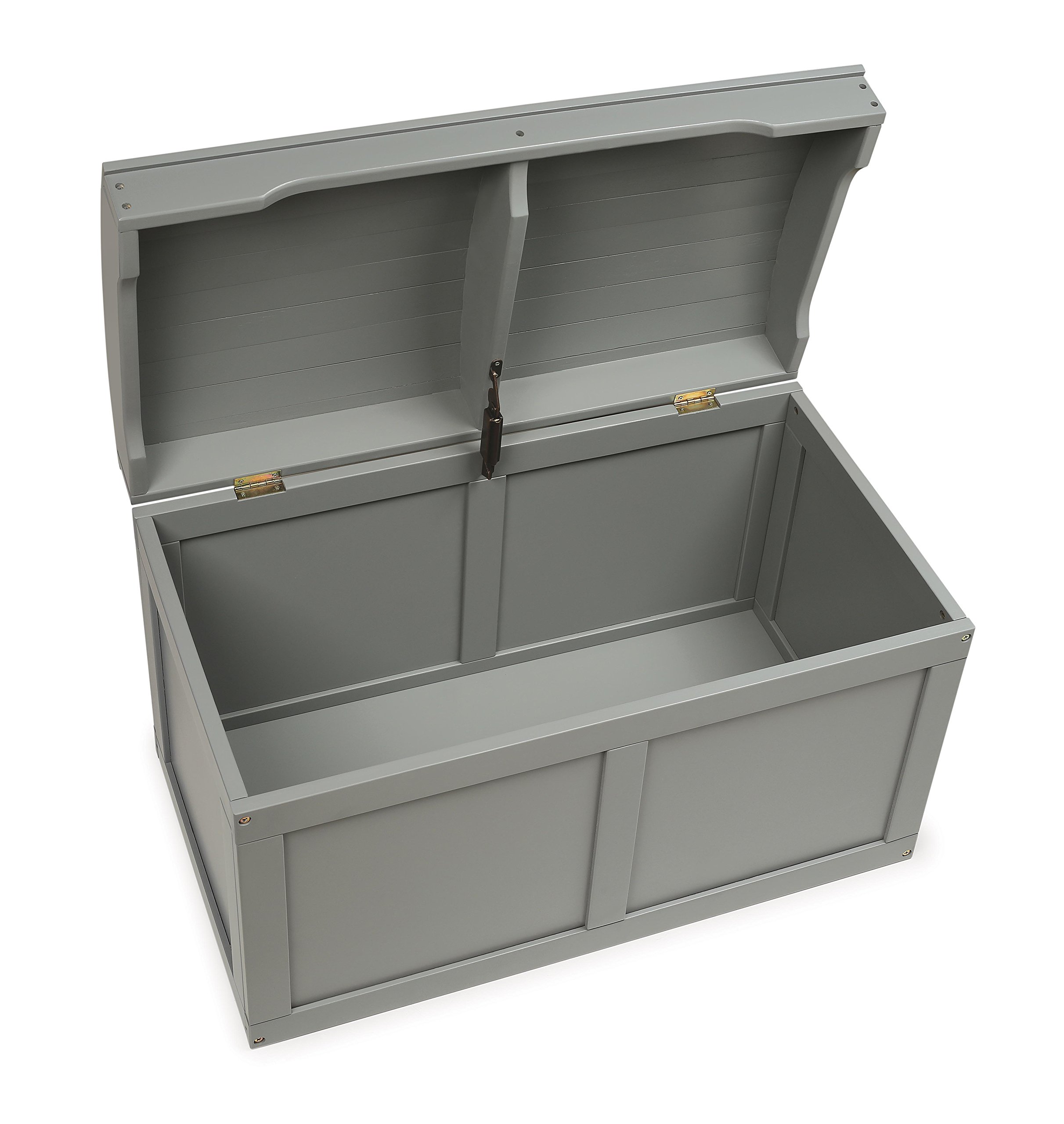 Badger Basket Kids Hardwood Toy Storage Chest with Safety Hinge - Gray Barrel Top Toy Box for Nursery, Playroom & Bedroom Organization