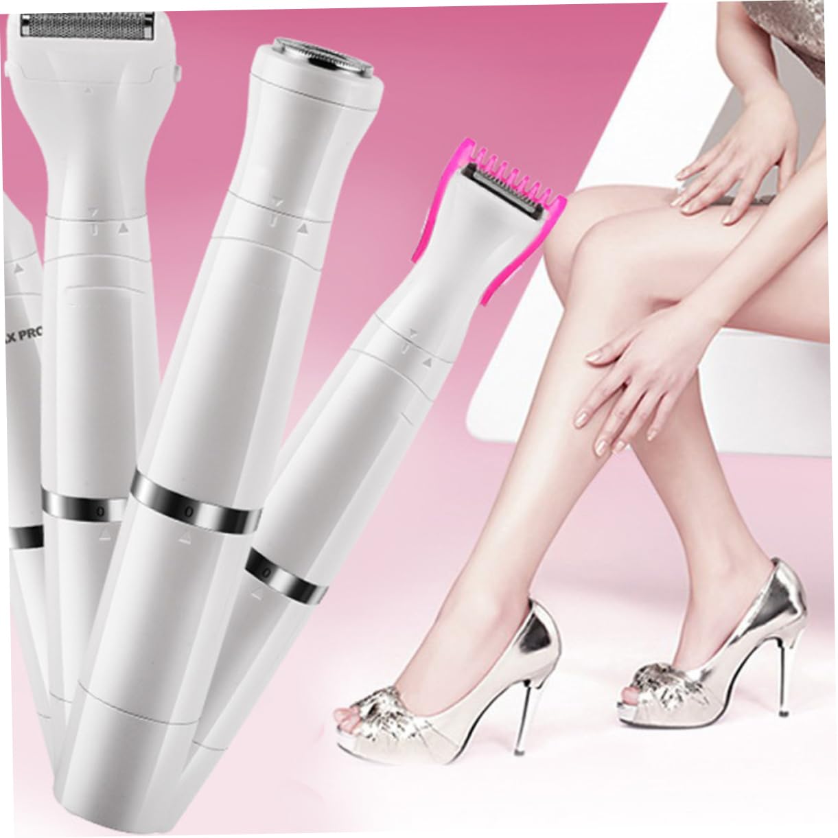 Pearl White USB Rechargeable 4-in-1 Electric Razor for Women - Painless Hair Removal, Smooth Skin, Underarm & Body Shaver - Perfect for Travel, Gym & Daily Beauty Routine