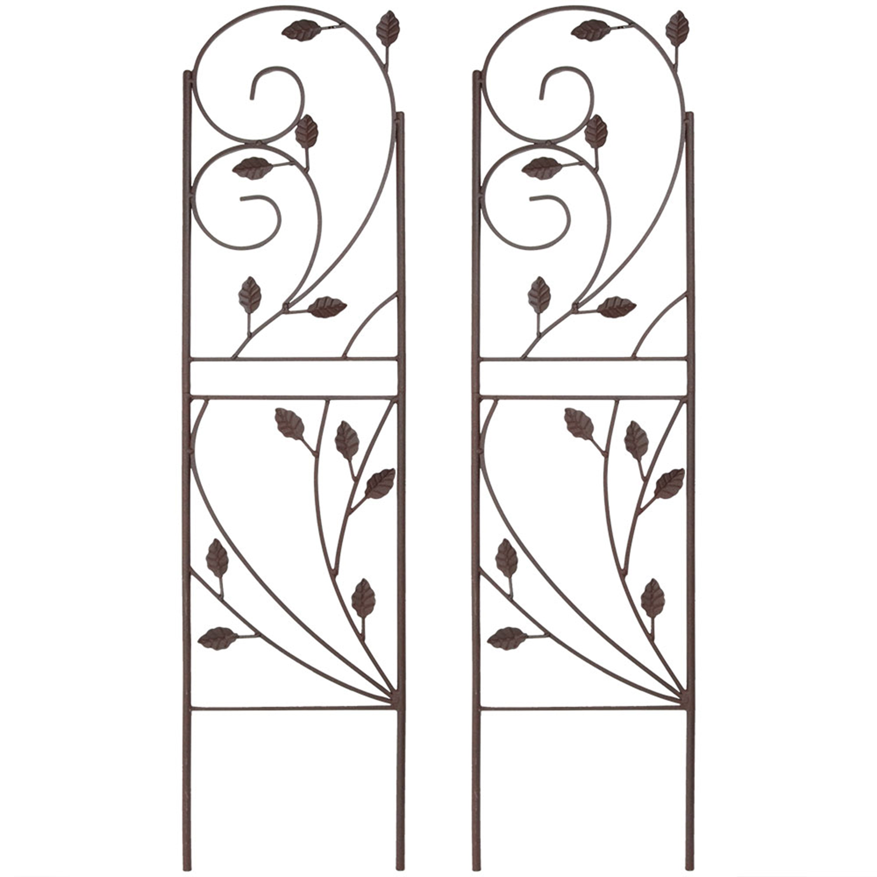 Rustic 32-Inch Sunnydaze Garden Trellis Set of 2 - Decorative Metal Plant Support for Climbing Flowers, Vines & Outdoor Decor - Perfect for Patio, Yard & Vertical Gardening