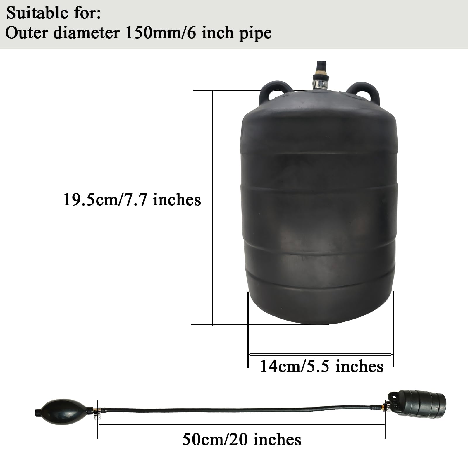 6-Inch Inflatable Sewer Test Plug - Heavy Duty Plumbing Pipe Plug Balloon for Drain & Sewer Line Testing - Perfect for DIY Home Repairs & Professional Plumbing Jobs