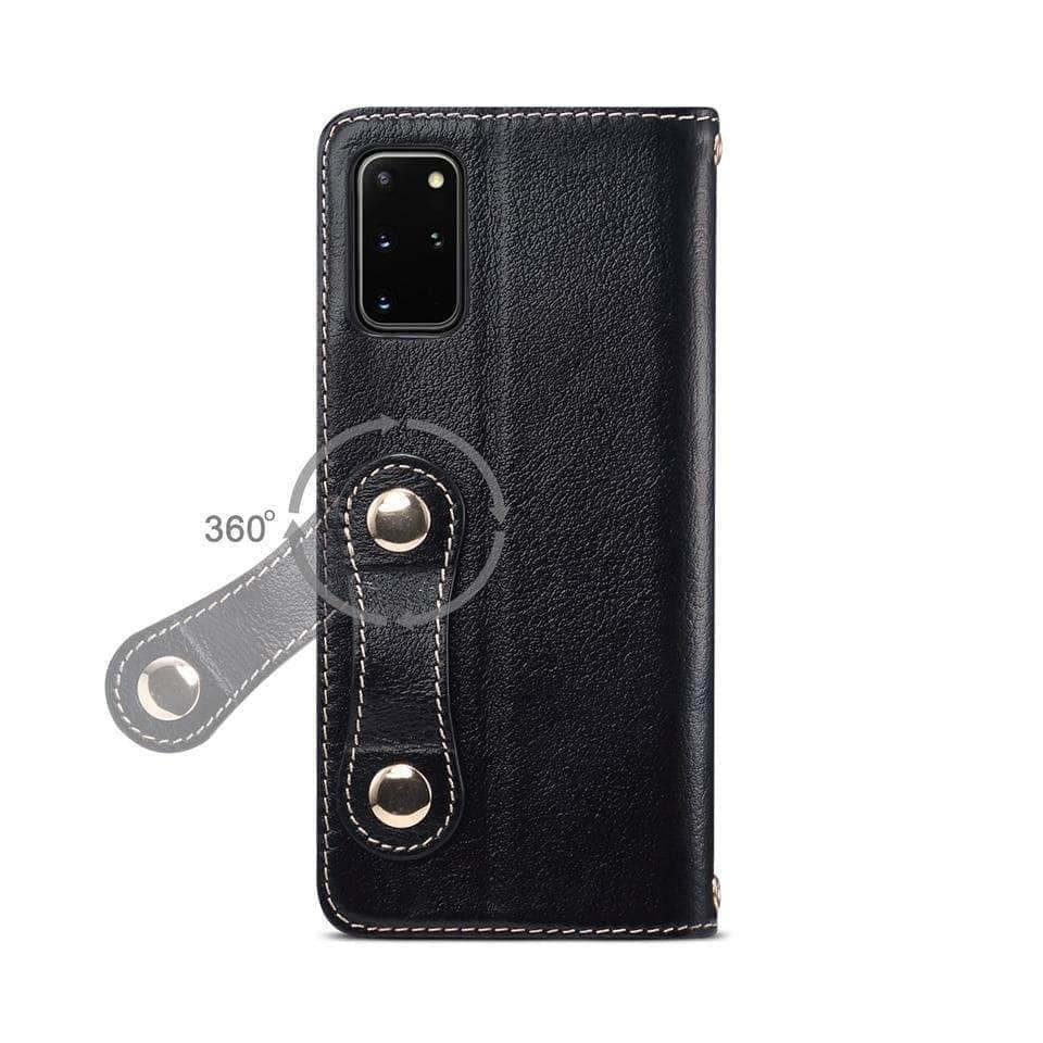 Premium Genuine Leather Flip Phone Case for Samsung Galaxy S Series with Card Slot - Perfect for Business & Travel