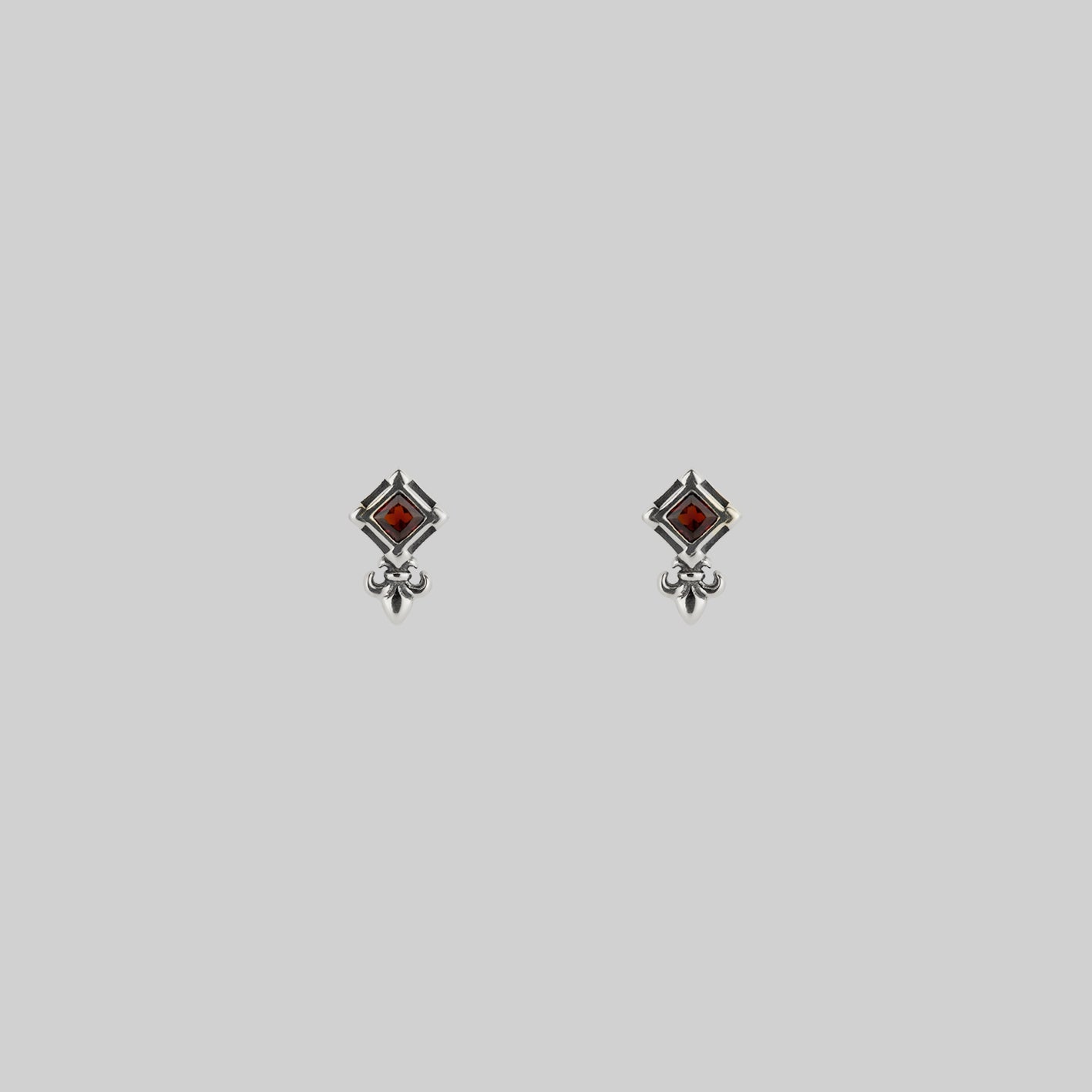 SCORN Tiny Garnet Stud Earrings - Sterling Silver 14K Gold Plated Minimalist Dainty Jewelry for Women, Perfect for Everyday Wear, Gift Giving & Special Occasions