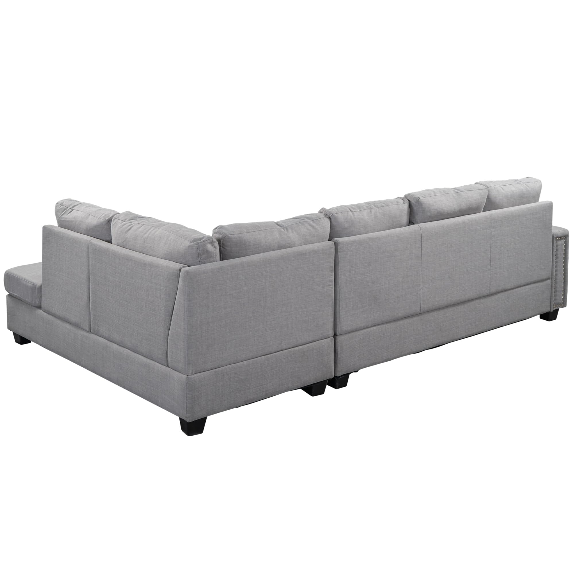P PURLOVE L-Shaped Sectional Sofa with Reversible Chaise Lounge, Storage Ottoman & Cup Holders - Modern Living Room Furniture Set with Nail Head Trim in Light Gray | Perfect for Small Spaces, Apartments & Cozy Home Decor