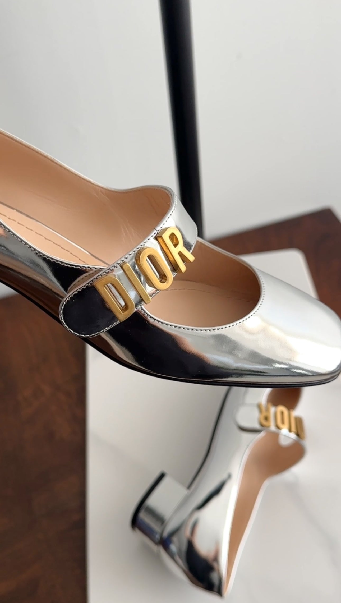 Christian Dior Silver Metallic Baby D Block Heel Mary Jane Shoes Size 35.5 - Luxury Women's Dress Pumps for Weddings, Parties & Formal Events