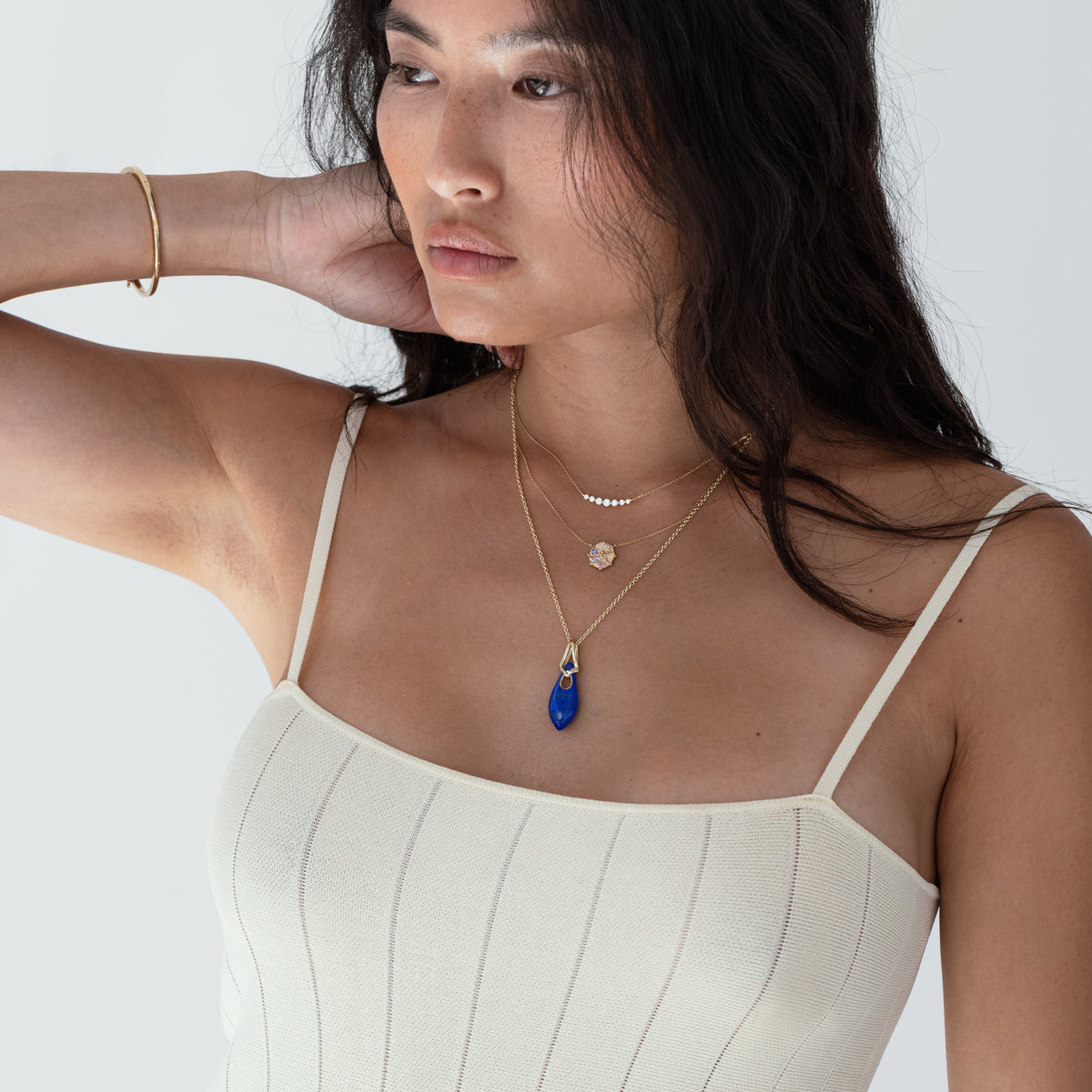 Lapis Lazuli Elongated Droplet Pendant Necklace - Blue Stone Jewelry for Women, Healing Crystal Gift for Meditation & Spiritual Protection