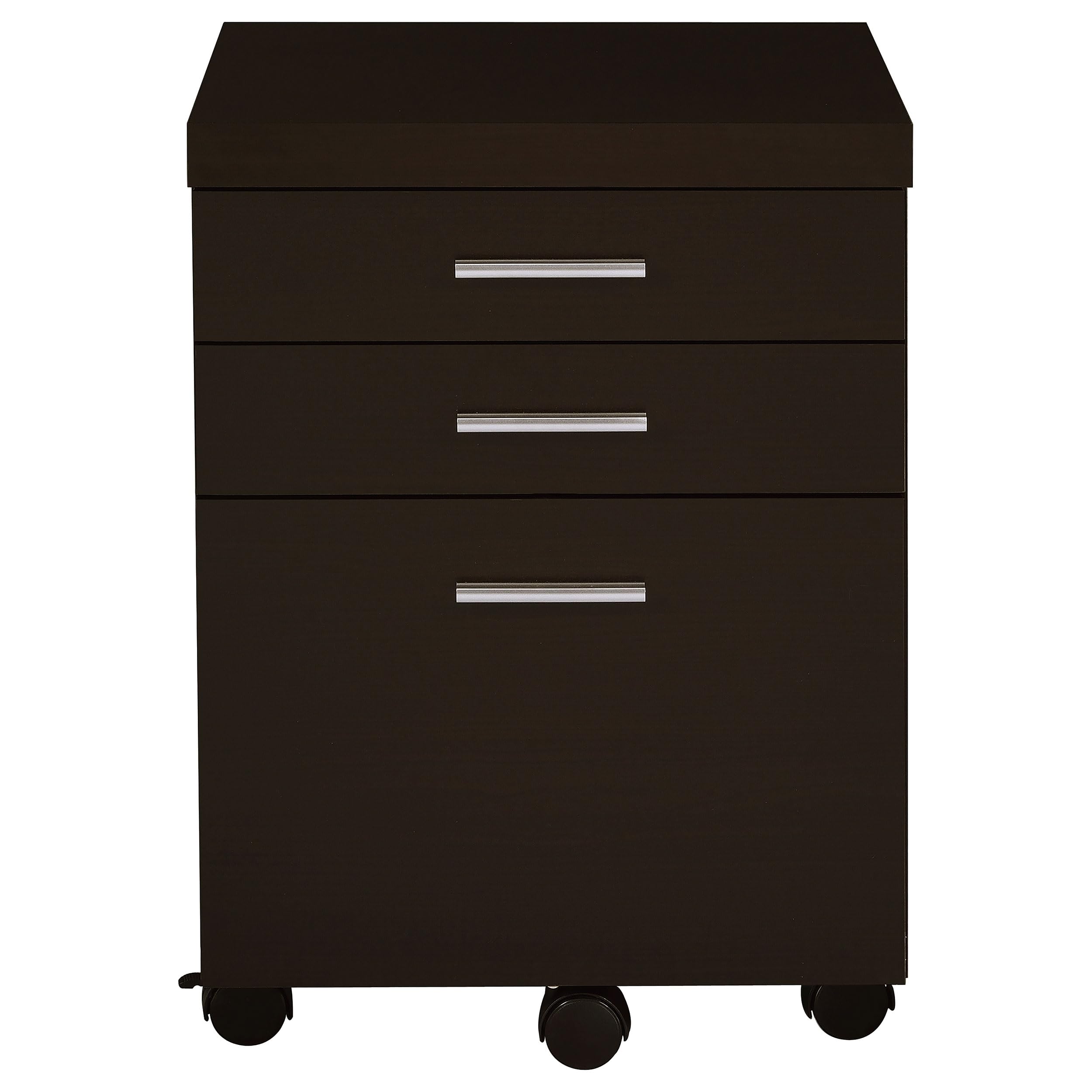 Skylar 3-Drawer Mobile File Cabinet by Coaster Furniture - Cappuccino Finish, 800894 - Perfect for Home Office, Dorm Room & Small Space Organization