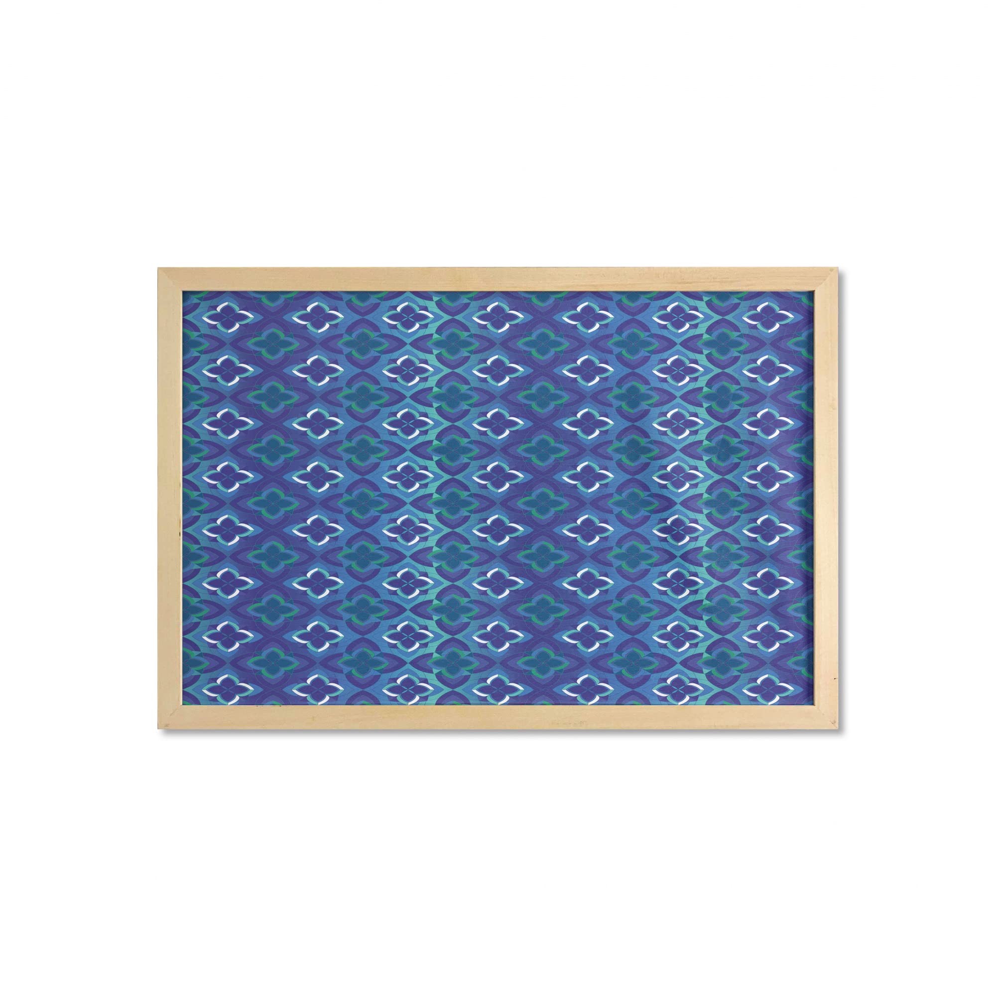 Ambesonne Mosaic Wall Art with Frame - Cold Toned Floral Geometric Print Fabric Poster 35
