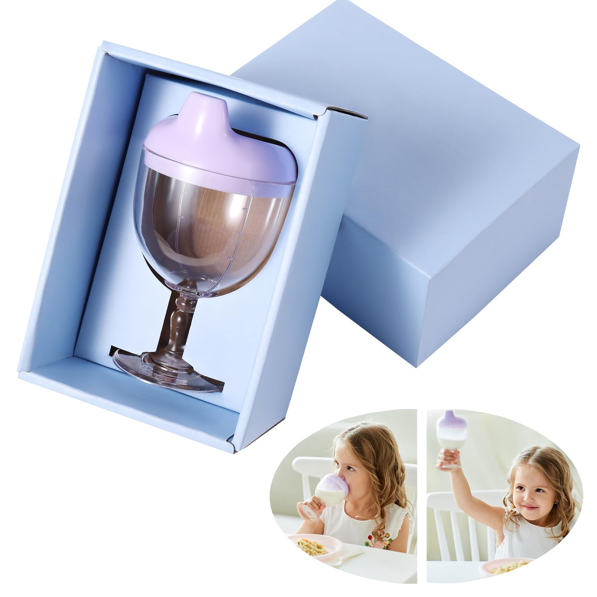 **Purple Plastic Sippy Cup with Lid - Wine Glass Style for Baby & Kids - Perfect for Milk, Juice & Beverages - Ideal for Birthday Parties, Christmas & New Year Celebrations**