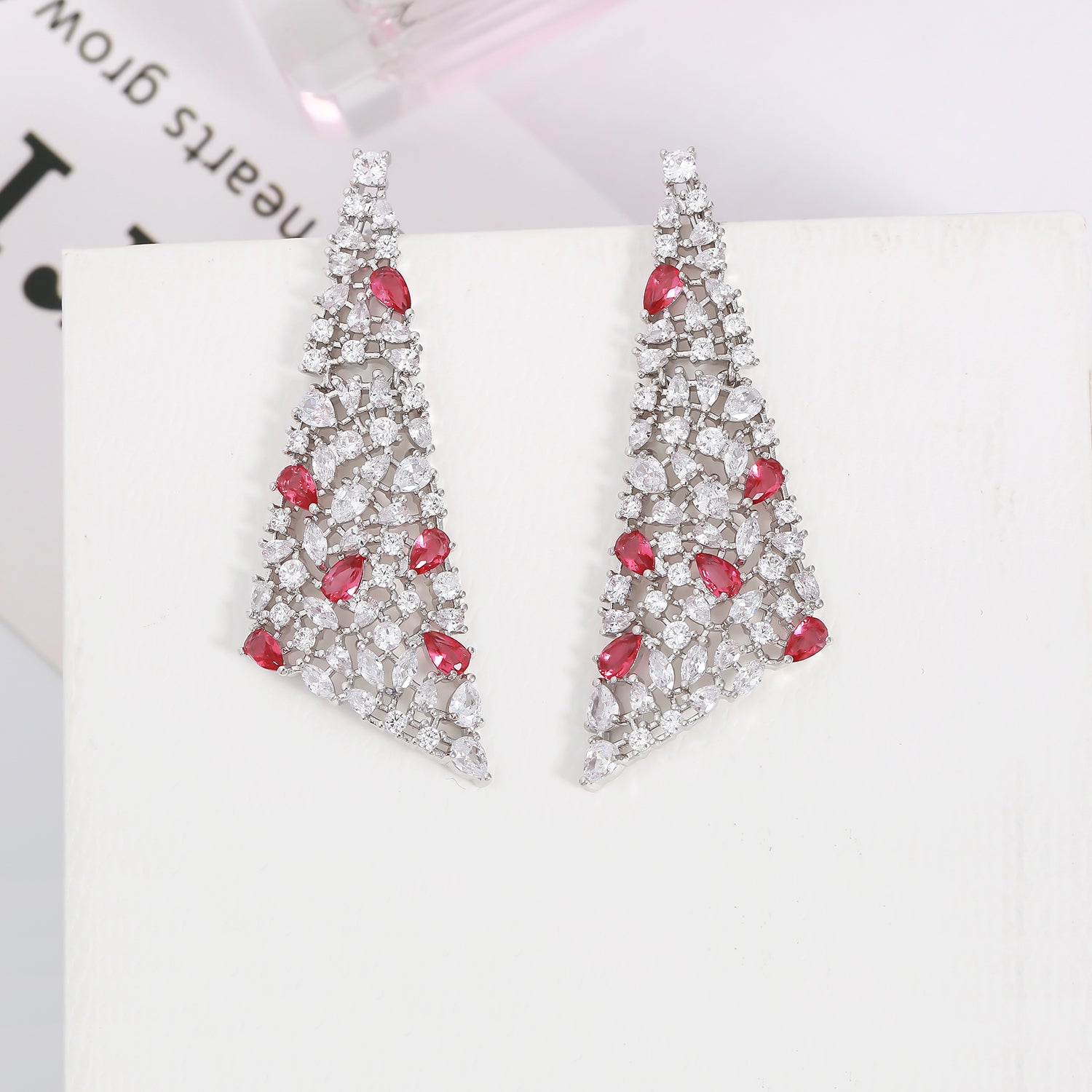 5A Cubic Zirconia Triangle Stud Earrings for Women - Elegant Wedding Jewelry & Bridal Accessories - Perfect for Brides, Bridesmaids, and Formal Occasions