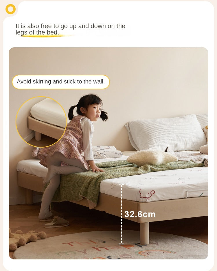 Birch Solid Wood Twin Over Full Bunk Bed - Sturdy Platform Bed Frame Without Headboard - Perfect for Kids' Room, Guest Room & Small Space Saving