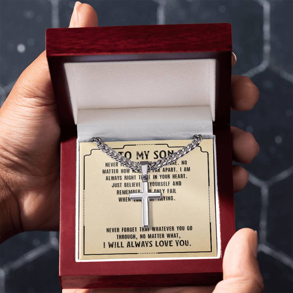 Cross Necklace for Son - Meaningful Gift from Mom | Religious Jewelry for Boys, Teens & Men - Perfect for Birthdays, Graduation & Special Occasions