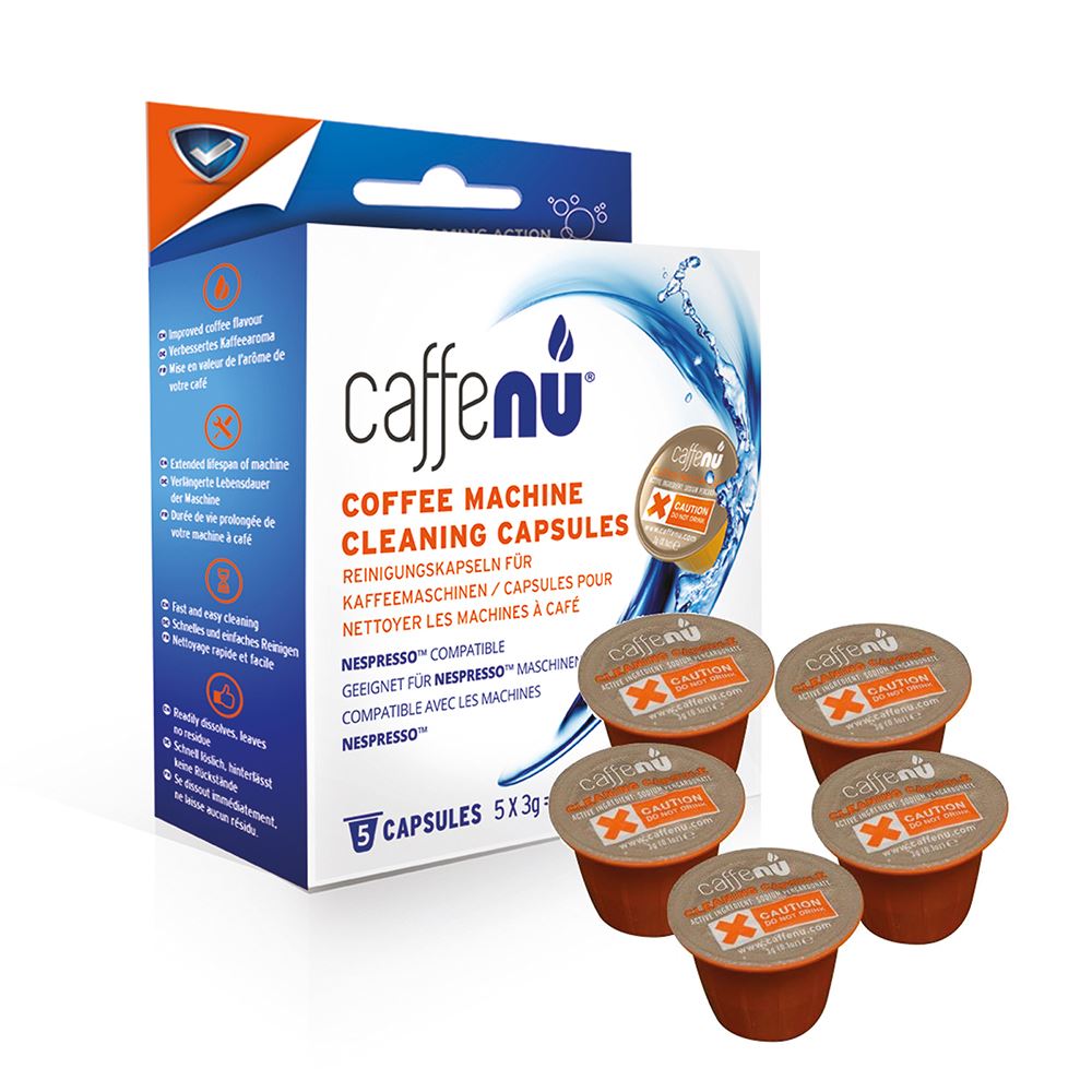 Caffe Nu Coffee Machine Cleaning Caps - 5 Pack for Espresso & Drip Coffee Makers - Perfect for Home & Office Use