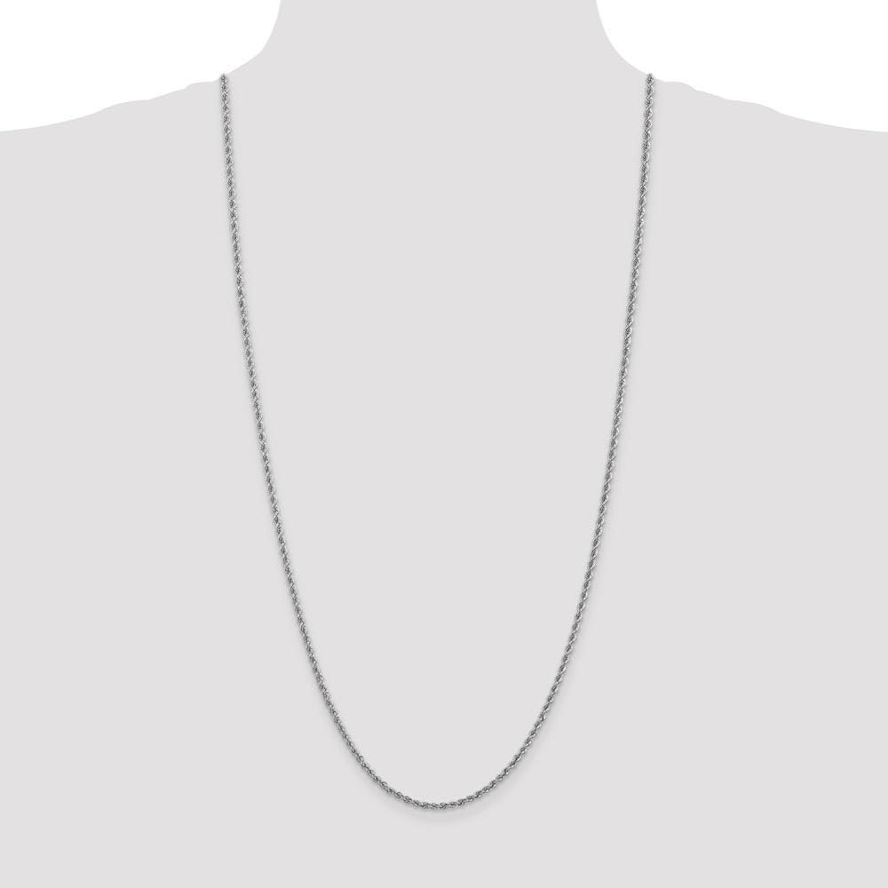 14k White Gold Handmade Rope Chain Necklace 2.5mm - Elegant Jewelry for Women