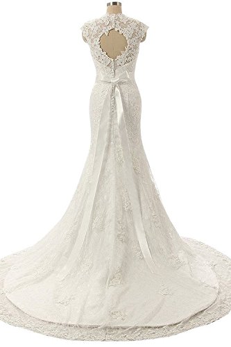Elegant V-Neck Mermaid Wedding Dress with Lace Details - Sexy Bridal Gown for Women - Perfect for Beach Weddings, Church Ceremonies & Romantic Photoshoots
