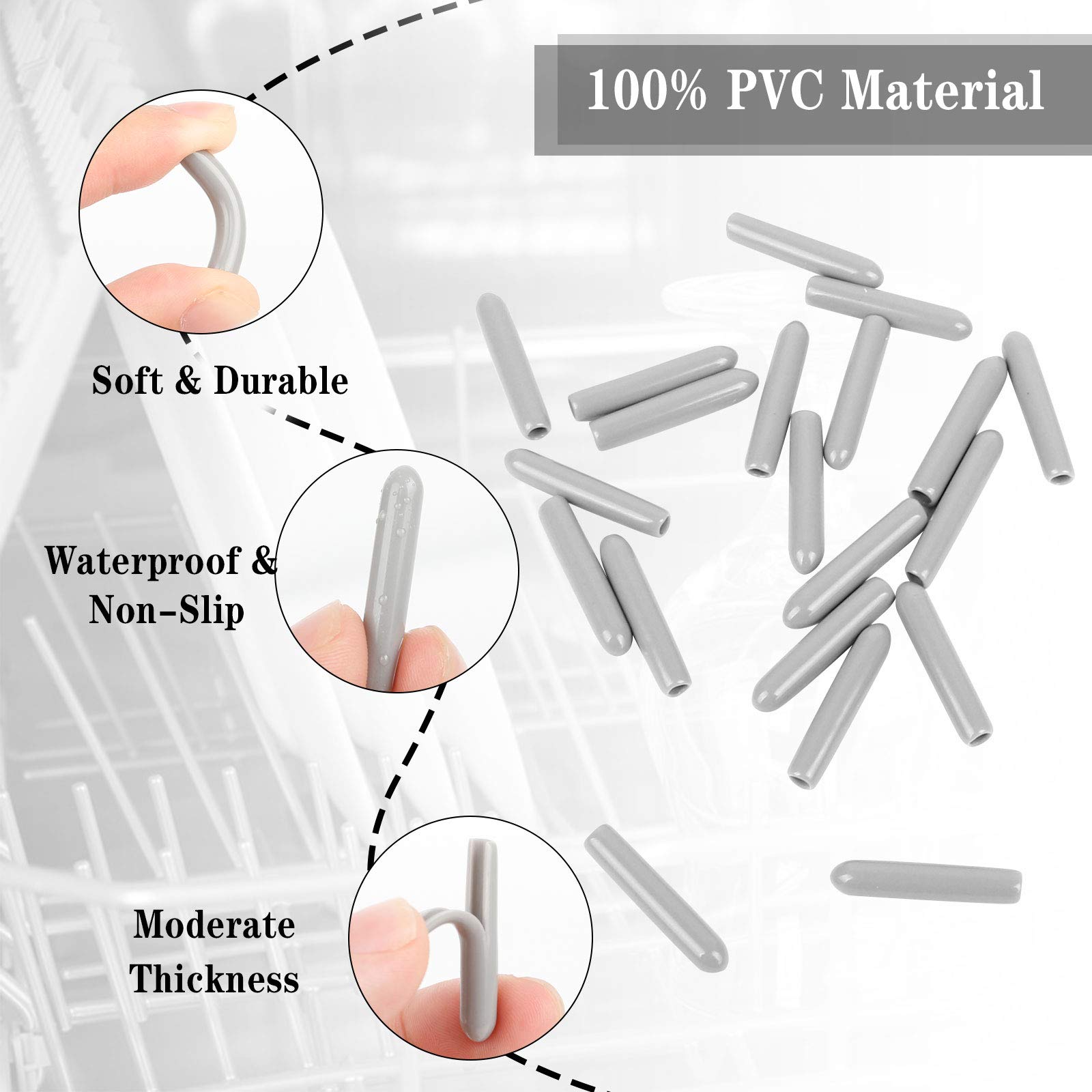 200 Pcs Universal Dishwasher Rack Prong Caps - Dishwasher Rack Protective Tip Covers - Tine Cover Caps for Bosch, Whirlpool, Maytag - Prevent Rust & Scratches on Dishes - Perfect for Kitchen, Restaurant, RV Use