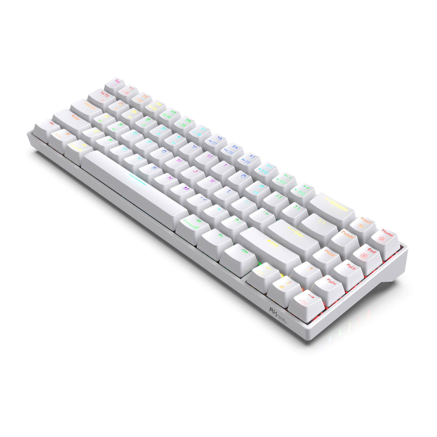 ROYAL KLUDGE RK71 71-Key Wireless RGB Mechanical Gaming Keyboard - 70% Compact Layout, White with Brown Switches (Open Box) - Perfect for Gaming, Typing & Office Work