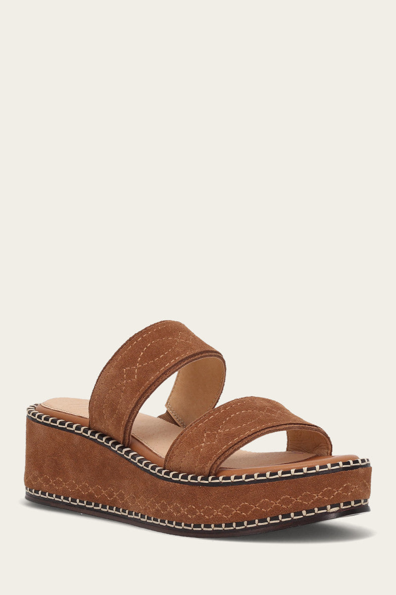 Joy Woodstock 2 Band Platform Slide Sandals for Women - Comfortable Summer Beach Slides with Arch Support | Perfect for Pool, Vacation, and Casual Outfits