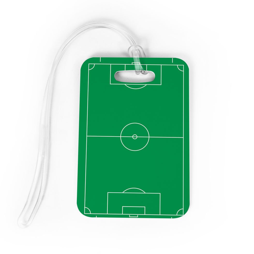 ChalkTalkSPORTS Soccer Luggage Tag & Bag Tag with Standard Field Lines - Perfect for Travel, Sports Gear Identification, and Team Events | Medium Size
