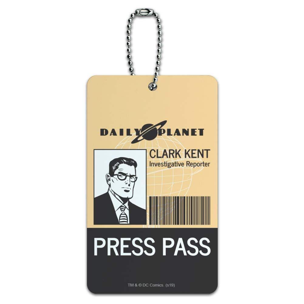 Superman Clark Kent Press Pass Luggage Tag - Durable Suitcase ID Card Holder for Travel Accessories - Perfect for Carry-On Bags, Backpacks & Business Trips