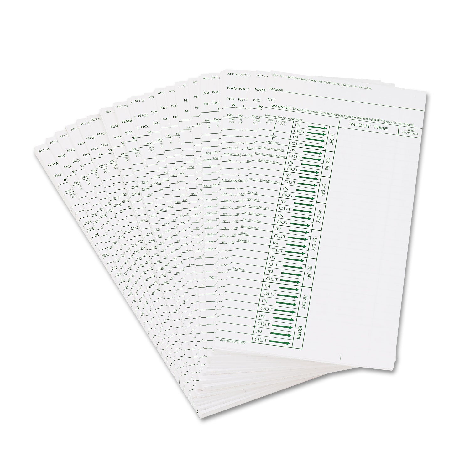 Acroprint® Time Clock Cards for Acroprint ATT310 - 4x10 Inches, Single-Sided, 200/Pack - Perfect for Employee Time Tracking & Payroll Management