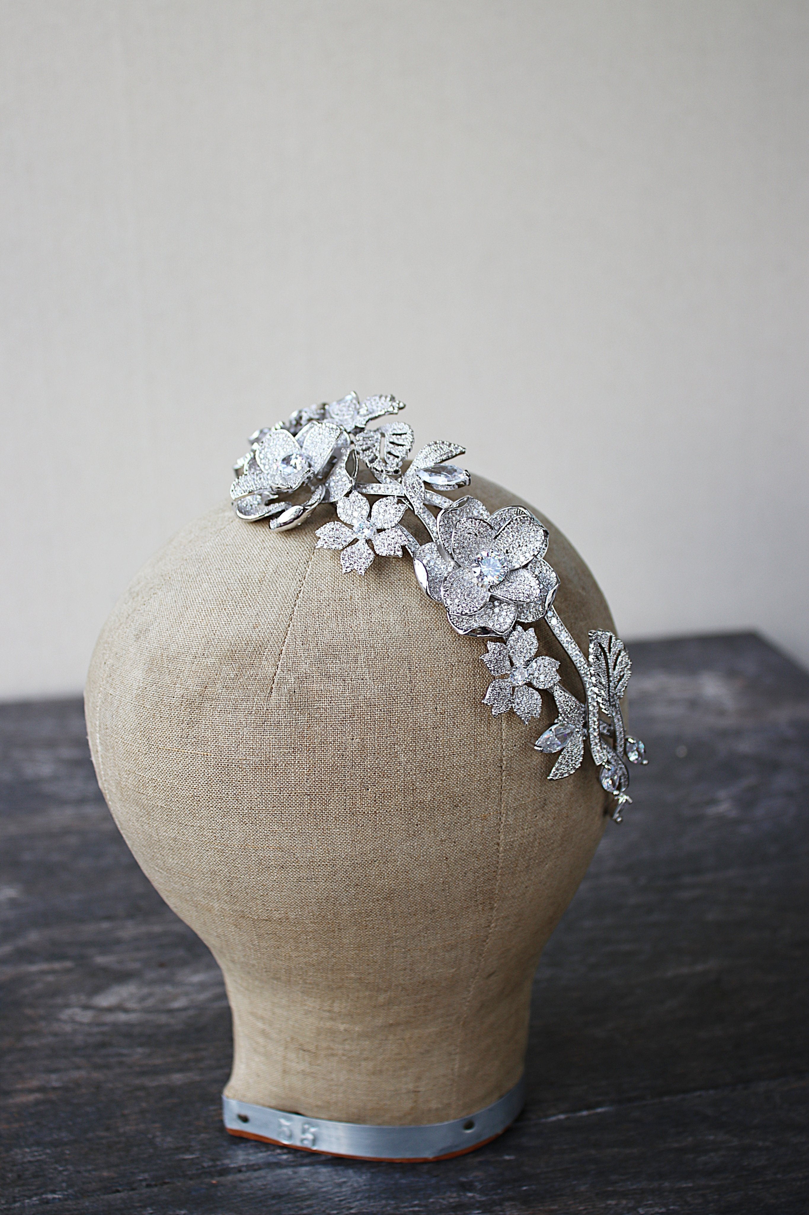 LENA Floral Headpiece Tiara - Elegant Bridal Hair Accessory for Weddings, Prom, and Special Occasions