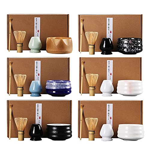 Premium 4-Piece Matcha Tea Set - Ceramic Matcha Bowl, Bamboo Whisk, Tea Scoop & Brush - Perfect for Japanese Tea Ceremony, Home Brewing & Gifts - Eco-Friendly Kitchen Accessories