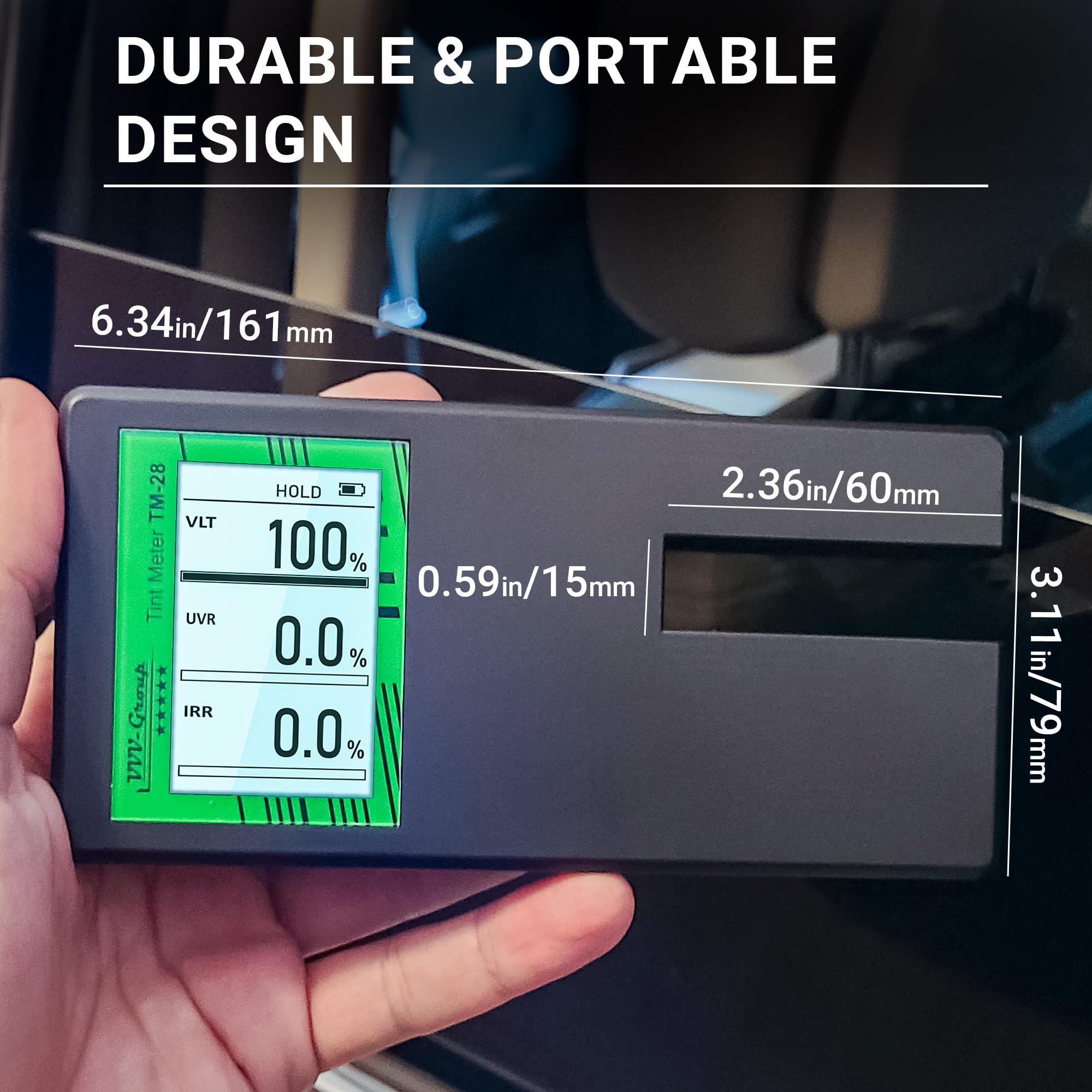 Digital Car Window Tint Meter TM-28 - Professional Auto Tint Tester for Light Transmission, UV/IR Protection Measurement with Auto Calibration & Rotatable Display | Perfect for Vehicle Inspection, Law Enforcement & DIY Car Tinting