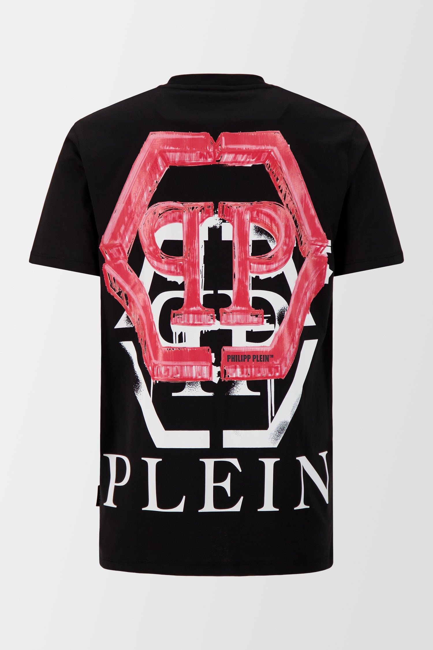 Philipp Plein Black Round Neck Short Sleeve Hexagon Print T-Shirt for Men - Casual Streetwear & Everyday Outfits